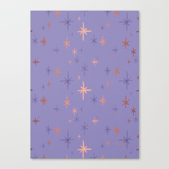 Stars Pattern - Rose Gold Palette Canvas Print