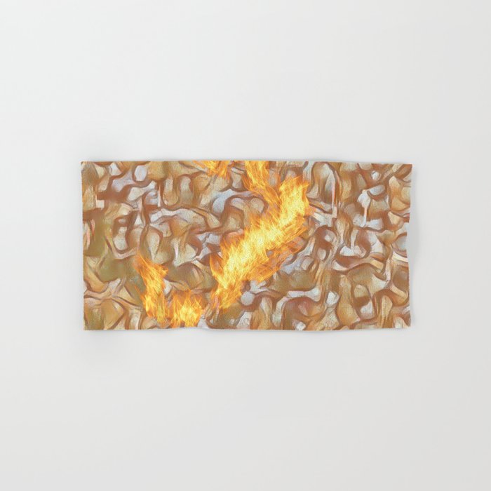 Abstract digital pattern design with curved shapes and flames Hand & Bath Towel
