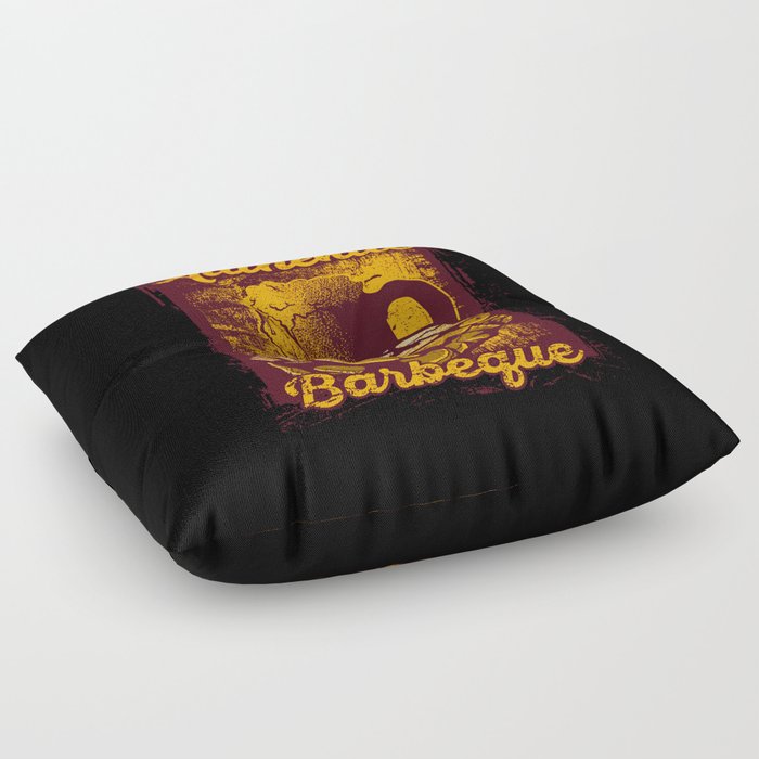 Authentic BBQ Grill Grunge Illustration Floor Pillow