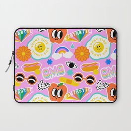 Funny retro colorful sticker label seamless pattern Laptop Sleeve