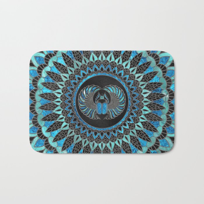 Egyptian Scarab Beetle - Gold and Blue glass Bath Mat