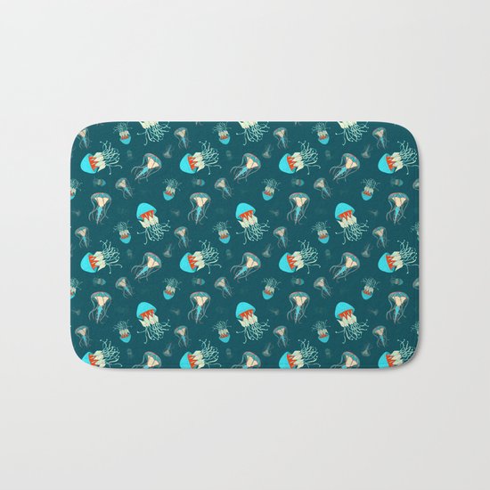 Flow jellyfishes Bath Mat
