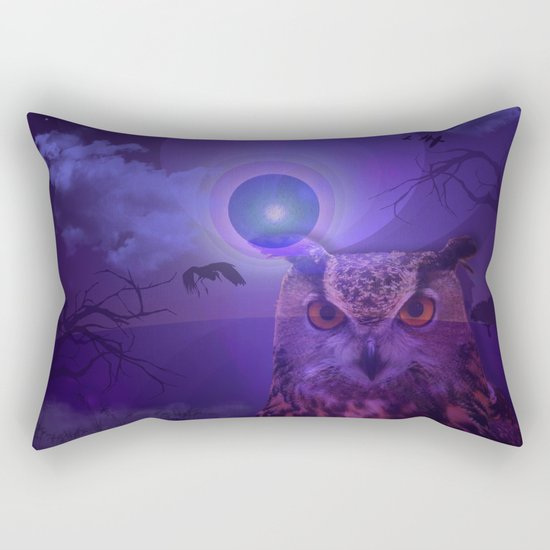 The Owl and the Purple Moon Rectangular Pillow