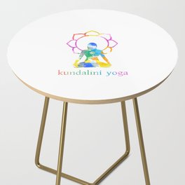 Kundalini Yoga and meditation watercolor quotes in rainbow colors Side Table