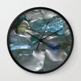 Ocean Hue Sea Glass Assortment Wall Clock
