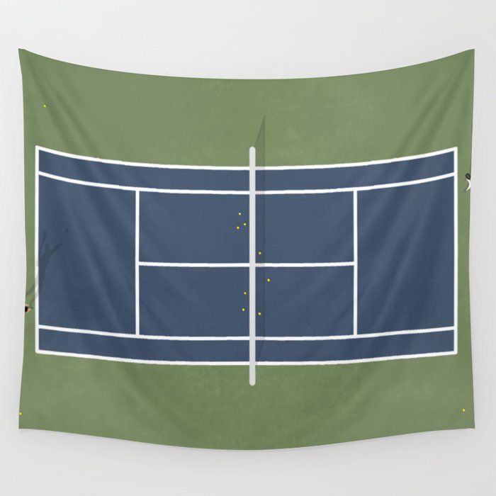 Tennis Court | Aerial Illustration Wall Tapestry