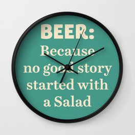 Beer illustration quote, vintage Pub sign, Restaurant, fine art, mancave, food, drink, private club Wall Clock