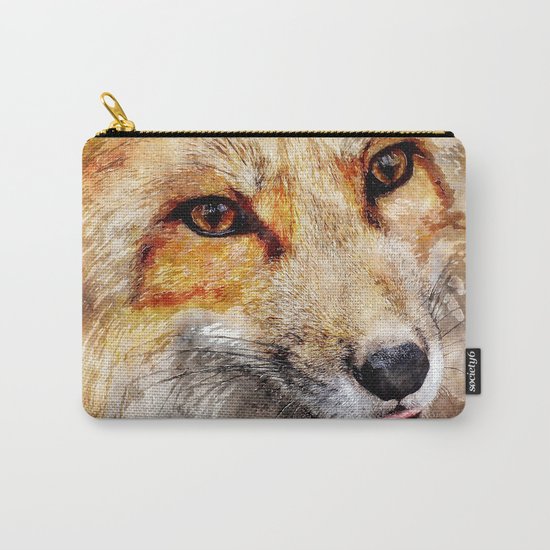 Cute Fox animal nature watercolor illustration Carry-All Pouch