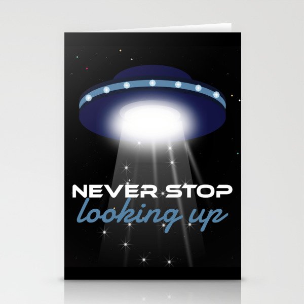 Never Stop Looking Up - Outer Space Galaxy Solar System Stationery Cards