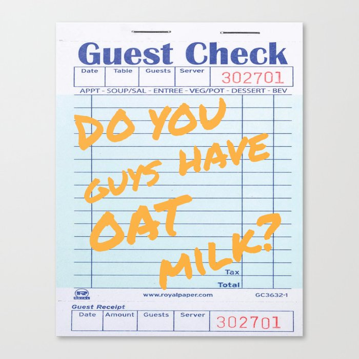 Guest Check Print | Oat Milk | Yellow Canvas Print