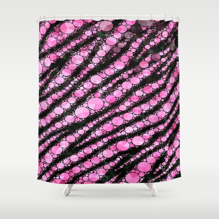 Pink Black Tiger Bling Shower Curtain, Black Bling Shower Curtain