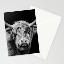 Highland Cow Black And White Stationery Cards