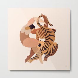 Rise up fearlessly Metal Print | Fearless, Woman, Neutral, Tiger, Power, Powerful, Strength, Maximalism, String, Curated 