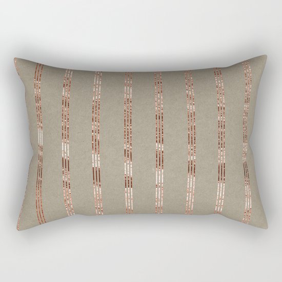 Rose gold stripes on natural grain Rectangular Pillow