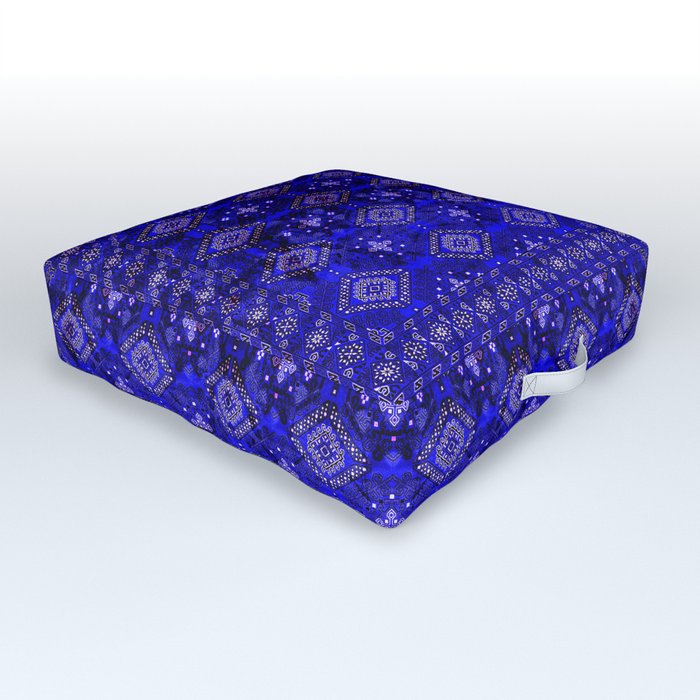 Sapphire Majesty: Heritage Oriental Moroccan Velvet Artistry Outdoor Floor Cushion