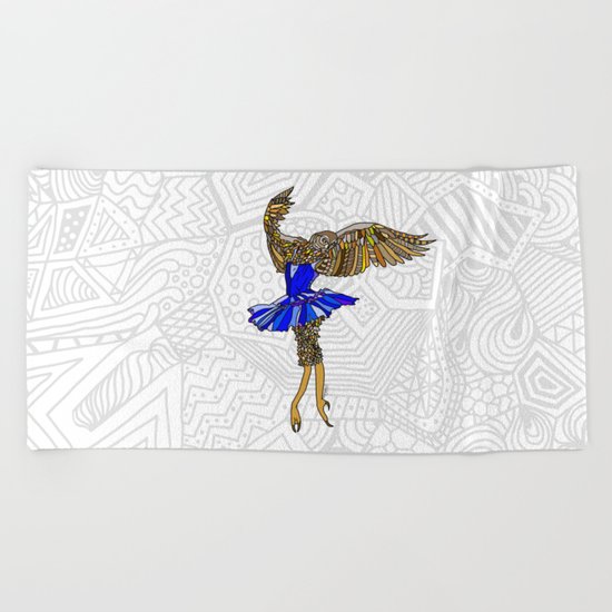 Owl Ballerina Tutu Beach Towel