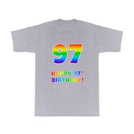 [ Thumbnail: HAPPY 97TH BIRTHDAY - Multicolored Rainbow Spectrum Gradient T Shirt T-Shirt ]
