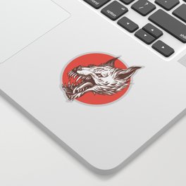 Angry Red Wolf Sticker