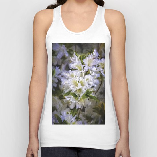 White Rhododendron Unisex Tank Top