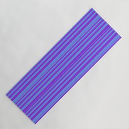[ Thumbnail: Purple and Cornflower Blue Colored Lines/Stripes Pattern Yoga Mat ]