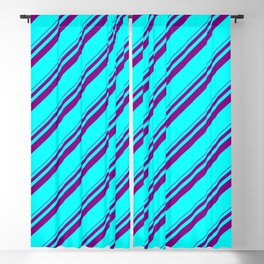 [ Thumbnail: Purple and Aqua Colored Lines Pattern Blackout Curtain ]