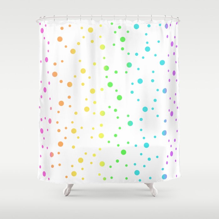 Rainbow Gradient Polka Dots Shower Curtain