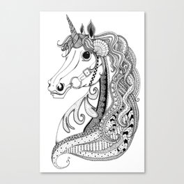 Zentangle Unicorn Canvas Print