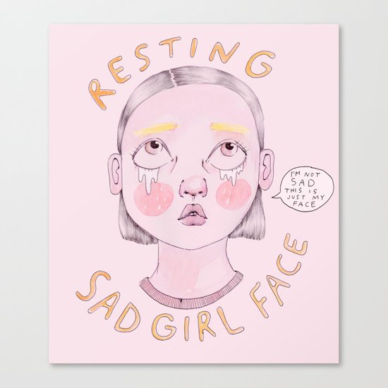 Resting Sad Girl Face Canvas Print