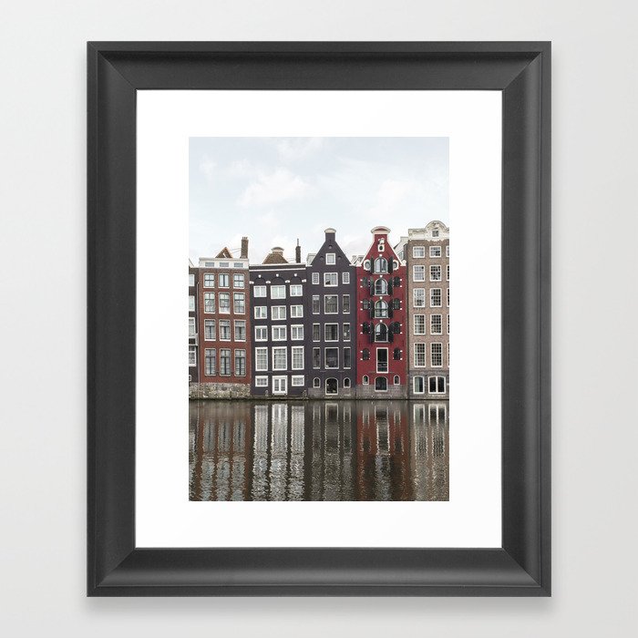 Buildings In Amsterdam City Picture | Dutch Canals Colorful Architecture Art Print | Europe Travel Photography Framed Art Print