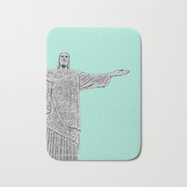 Christ Redeemer Rio de Janeiro - Art Bath Mat | Green, Christredeemer, Digital, Pastel, Graphicdesign, Pop Art, Cristo, Riodejaneiro, Rio, Brasil 