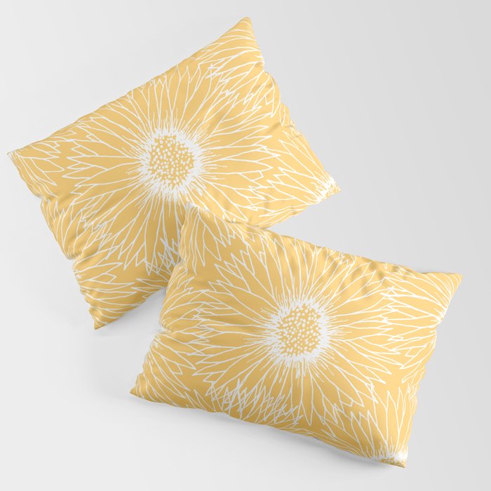 Yellow Sunflowers Line Art Pillow Sham