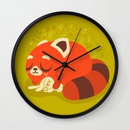 Sleeping Red Panda and Bunny / Cute Animals Wall Clock | Animal, Graphicdesign, Illustration, Woodland, Sleep, Cartoon, Vector, Bunny, Redpanda, Lazy 