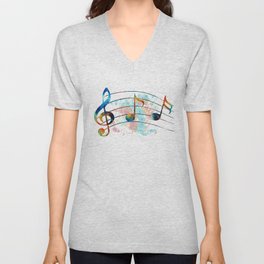 Magical Musical Notes - Colorful Music Art by Sharon Cummings V Neck T Shirt