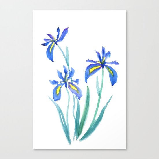 blue iris watercolor Canvas Print