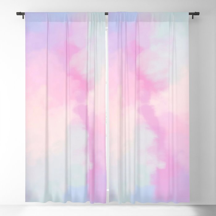 Rainbow Watercolor Cloud Blackout Curtain