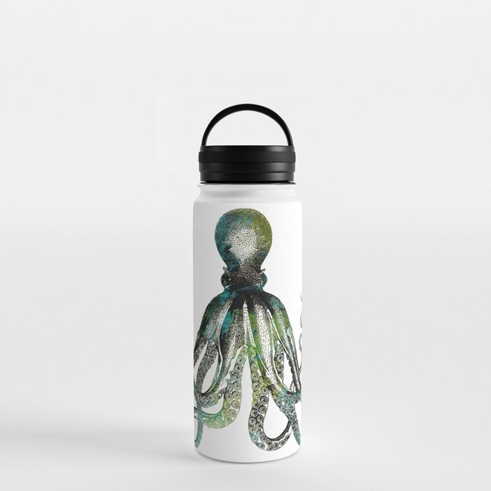 Octopus marine life watercolor art Water Bottle