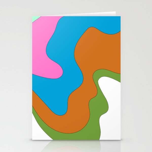 Liquid - Colorful Retro Fluid Summer Vibes Beach Design Rainbow Pattern II Stationery Cards