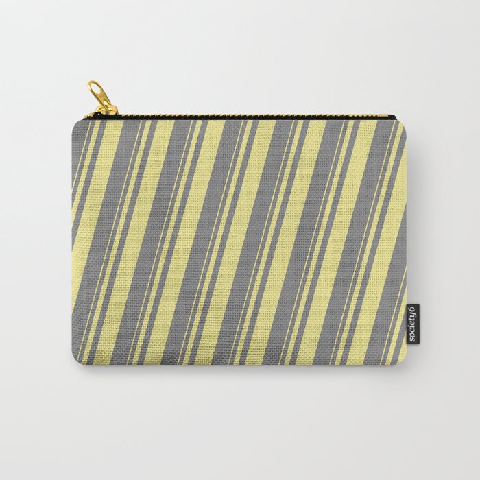 Tan and Gray Colored Lines Pattern Carry-All Pouch