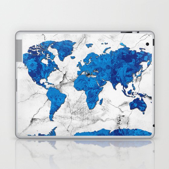 world map marble floral Laptop & iPad Skin
