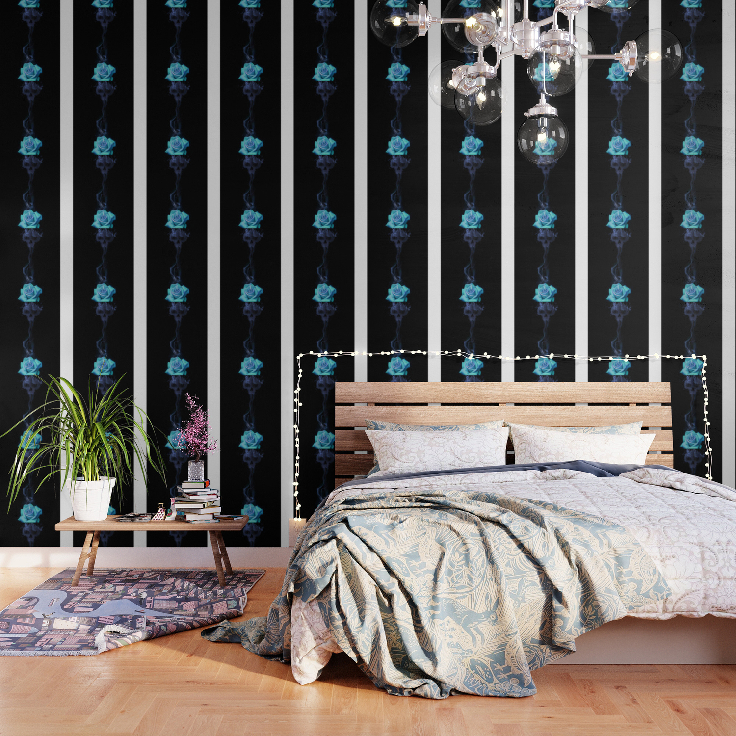 Pale Blue Rose Smoke Skull Wallpaper By Flordarosa Society6