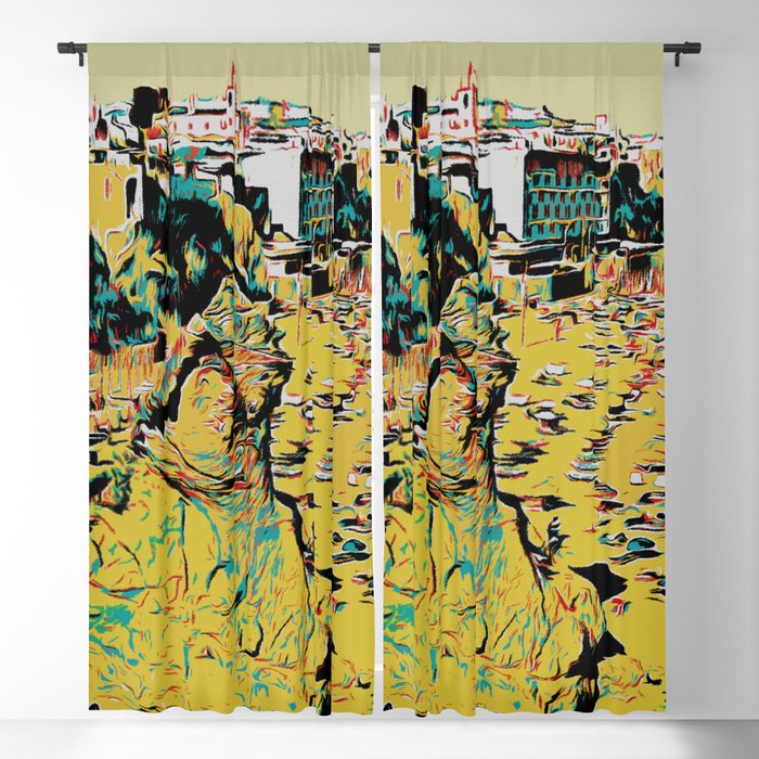 Travel poster - Albufeira beach, Algarve Portugal vintage travel Blackout Curtain