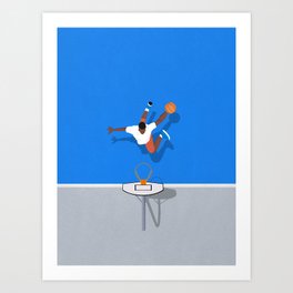 Shooting Hoops | Basketball Court Illustration  Art Print