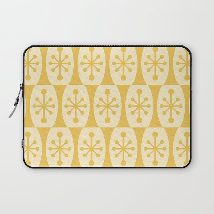 Mid Century Modern Atomic Fusion Pattern 335 Yellow on Yellow Laptop Sleeve