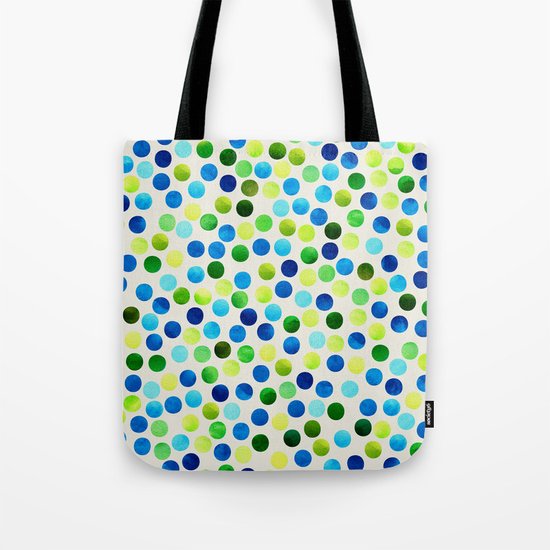Watercolor Dots_Aqua by Jacqueline and Garima Tote Bag