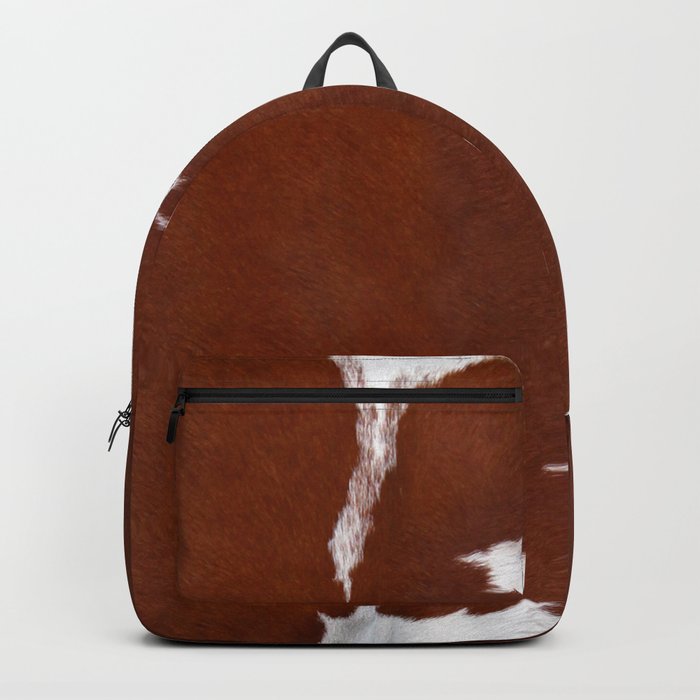 Leather Brown Cowhide Print Backpack
