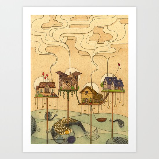 Sea Houses Art Print