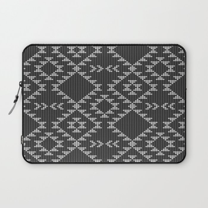 Southwestern textured navajo pattern in black & white Laptop Sleeve