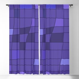 Retro Midcentury Art Warped Tiles Indigo Blackout Curtain