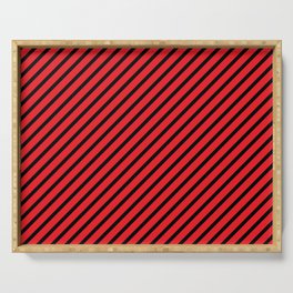 Red and Black Diagonal Stripes Serving Tray