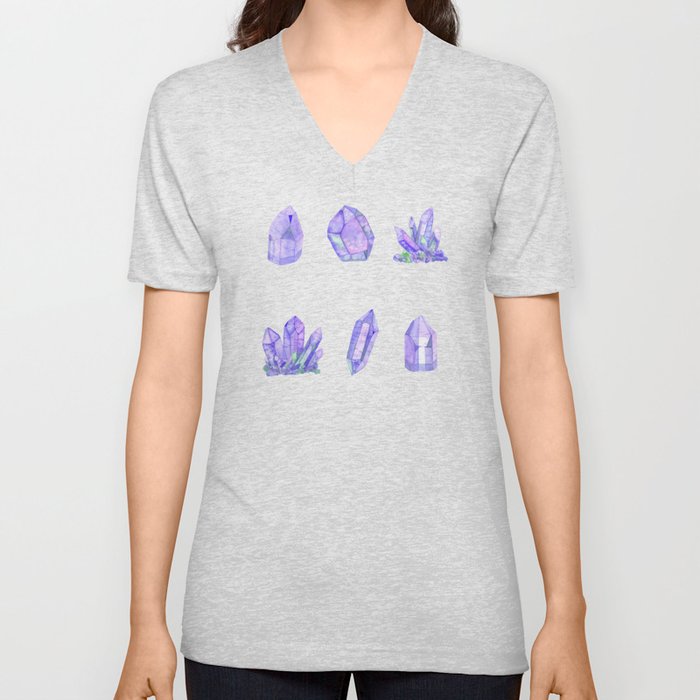 Crystals - Purple Agate V Neck T Shirt